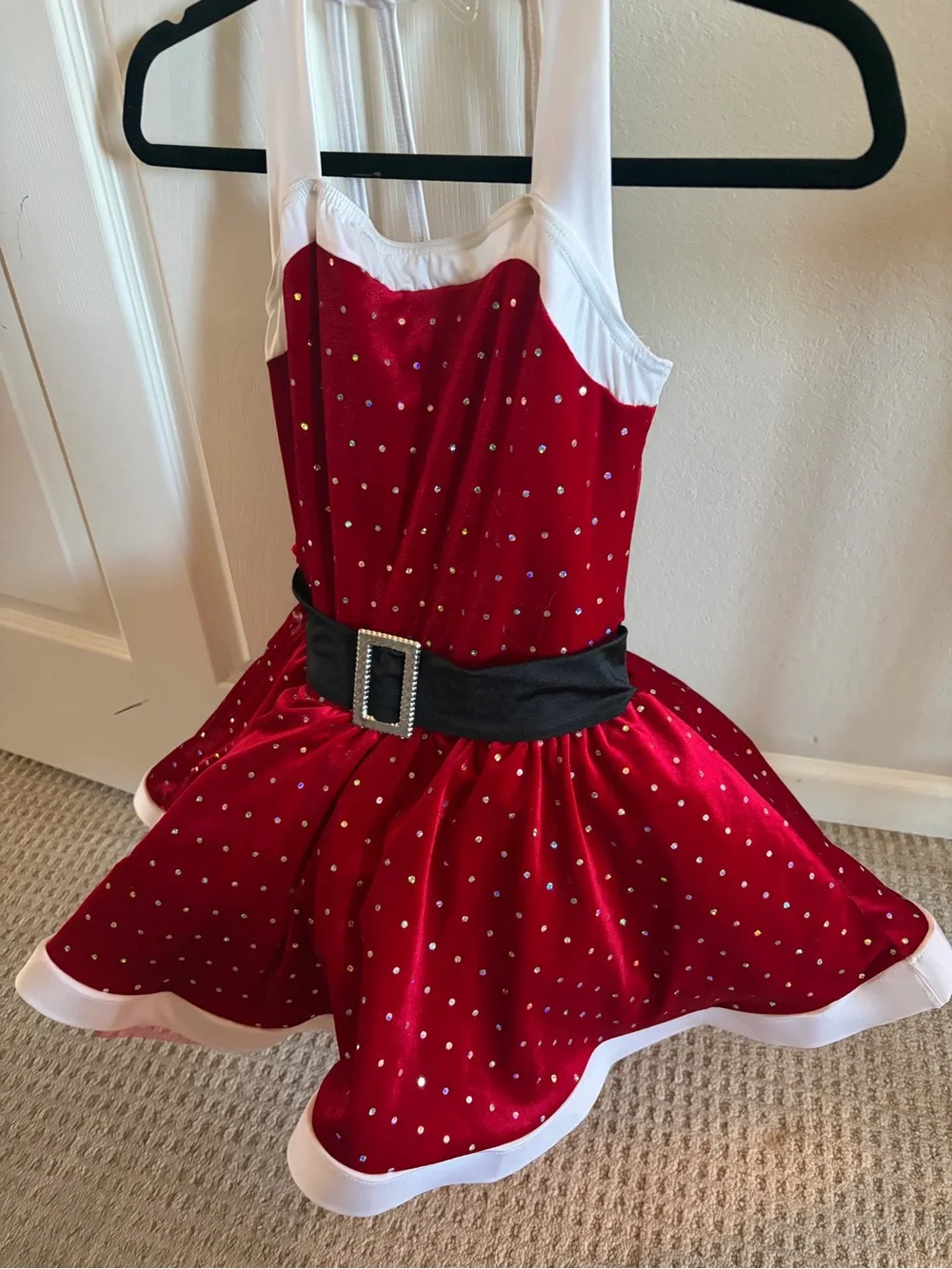Red Sparkle Holiday Dress Costume with Belt